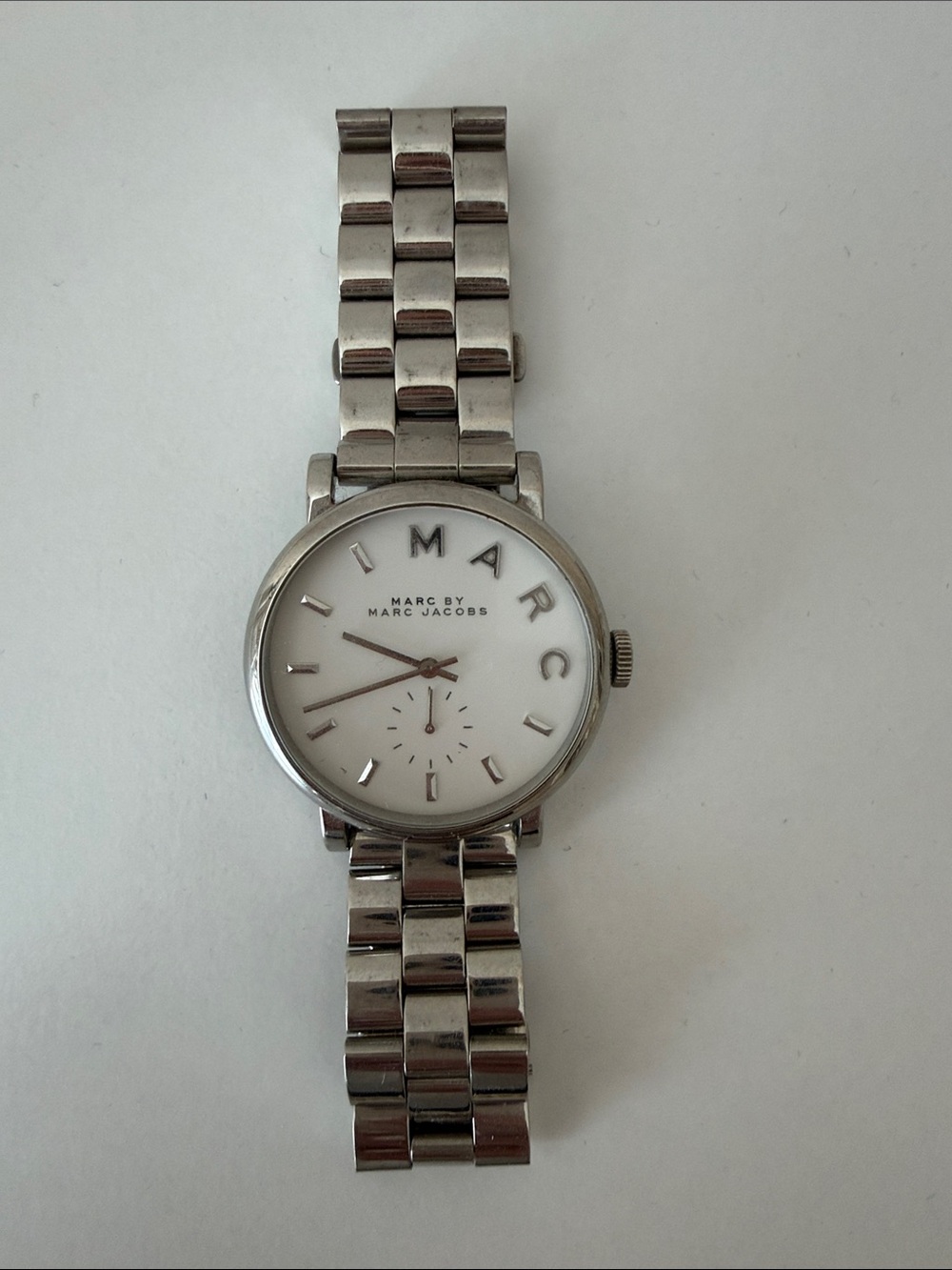 Marc by Marc Jacobs Silver-Tone Bracelet Watch with White Dial